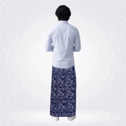 999-DNA-Darck Navy & White Print Denim Lungie 999-DNA-Darck Navy & White Print Denim Lungie